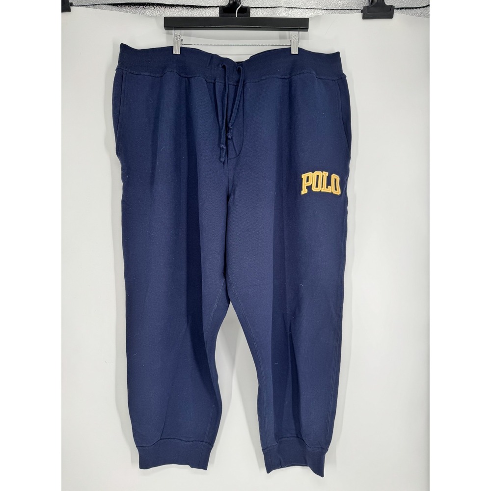 Polo Ralph Lauren Fleece Joggers Sweatpants Men 4XL Big 4XB Navy Blue Drawstring